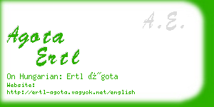 agota ertl business card